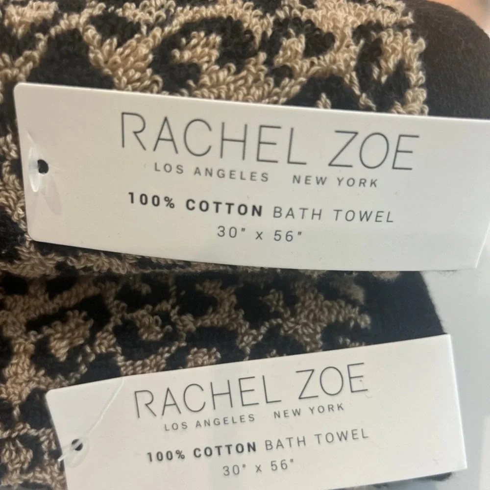 Rachel Zoe 8/Set Leopard Cheetah Animal Print Bath Hand Wash Towel Brown Black
